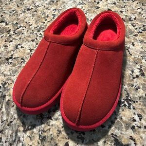 Cozy Red Suede Slippers Loafers slip in half boots size 11m new